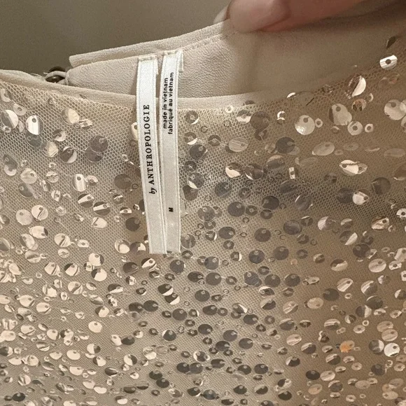 Anthropologie Flutter Sleeve Sequin Blouse - Picture 3 of 5